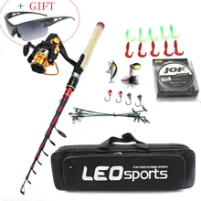 Новая Удочка комбо телескопический спиннинг с катушкой приманка набор портативная дорожная сумка для удочки рыболовные снасти лодка рок-палка