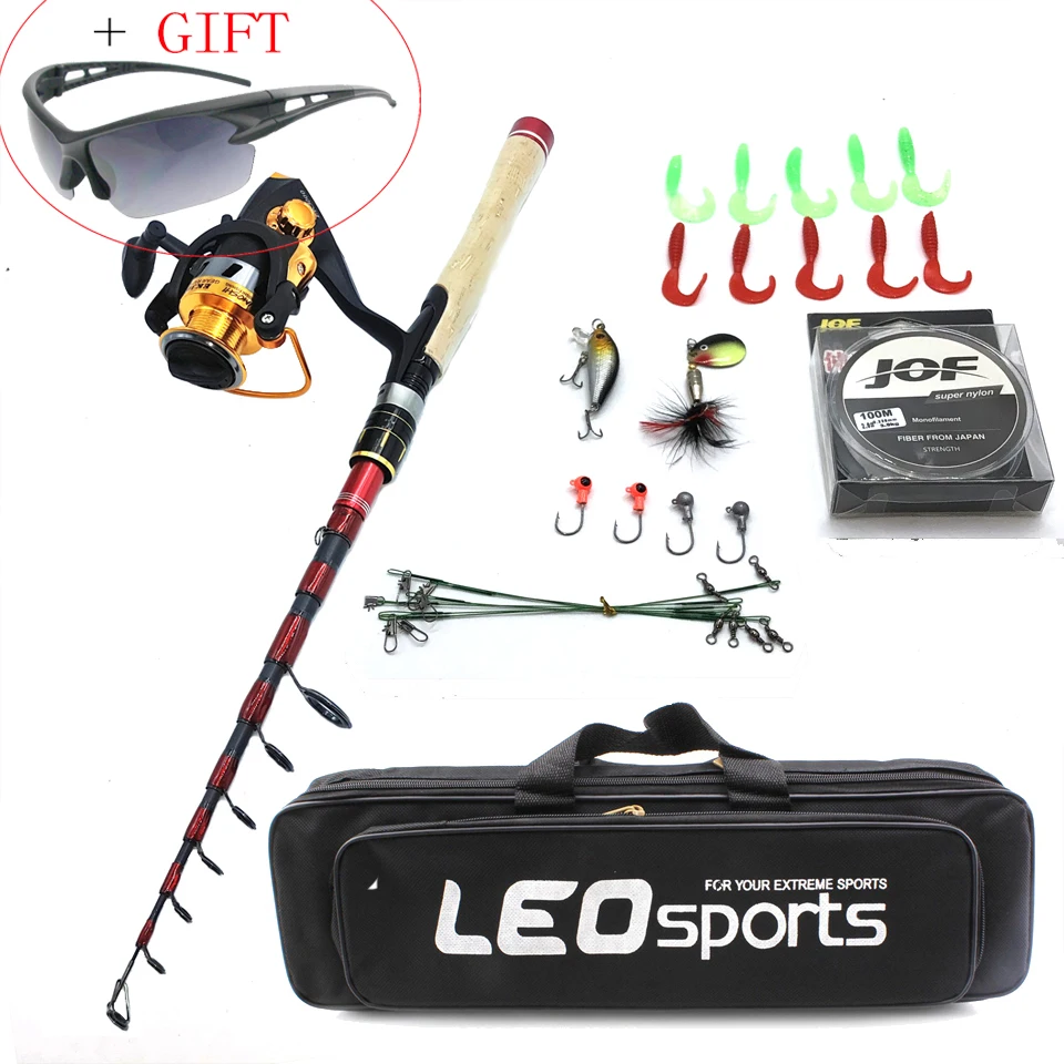 2019 new fishing rod combo telescopic spinning rod with reel lure set portable travel pole bag fishing tackle boat rock stick
