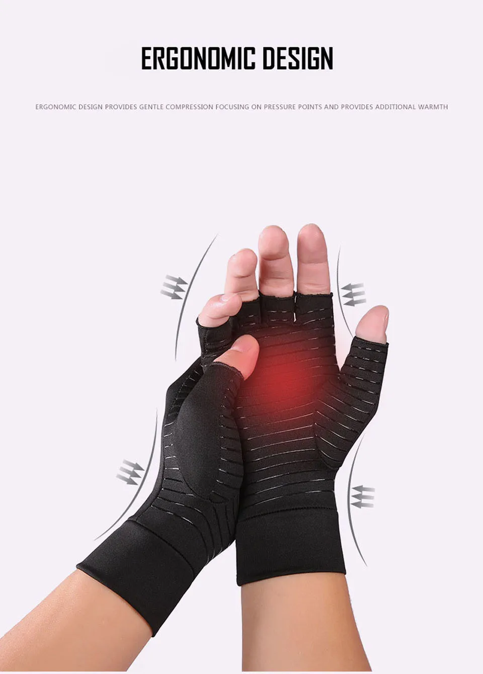 1 пара для женщин и мужчин медь упругие руки артрита боли в суставах рельеф перчатки терапия половина пальцев компрессионные перчатки