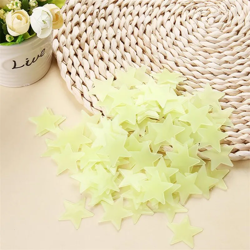 Luminous Wall Stickers Glow In The Dark Stars Sticker Decals Kids Baby Rooms Colorful Fluorescent Stickers Home Decor 100pcs