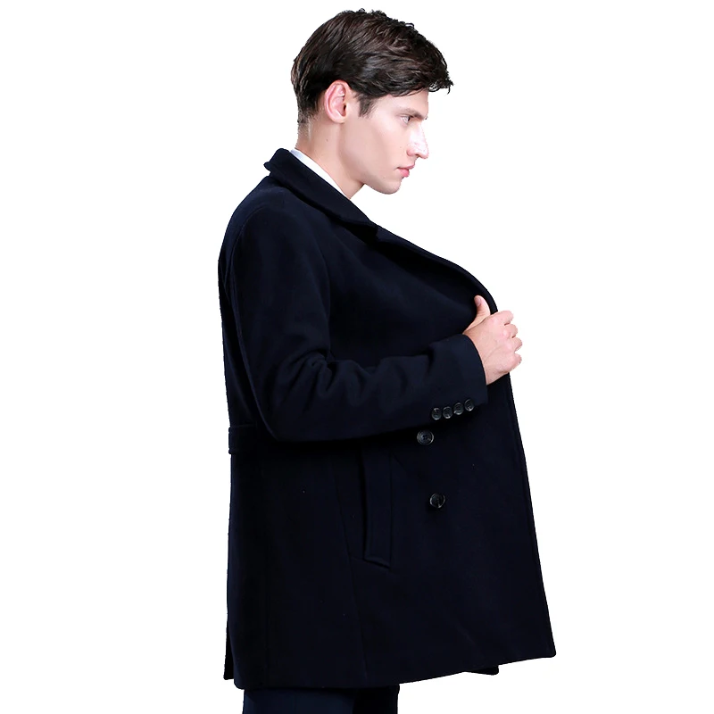 Зимнее шерстяное пальто для мужчин, повседневное/деловое двубортное шерстяное пальто, Мужская ветровка, Тренч, куртка 4XL