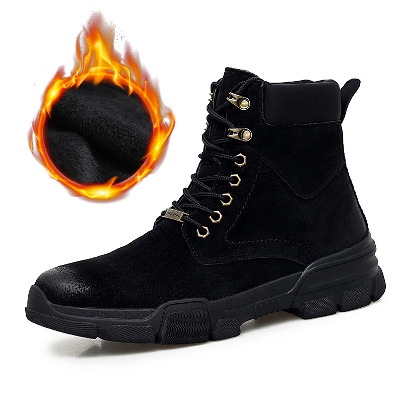 

2019 Autumn Winter Boots Men Warm Shoes Genuine Leather Men Ankle Boots Thick Sole Non-slip Cold Male Winter Footwear A1730