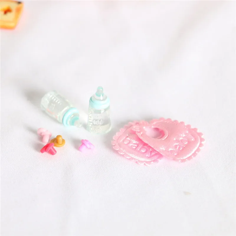 Dollhouse Miniature BJD Scene Simulation Baby Products Saliva Bib Baby Bottle Mini Accessories Dolls Accessories nursing bibs embroidery drooling apron feeding bibs saliva towel baby product