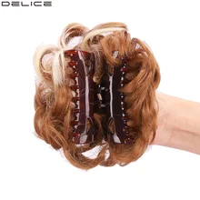 Delice Женские синтетические кудрявые шиньон Омбре коготь волосы грязные булочки Updo покрытие шиньоны