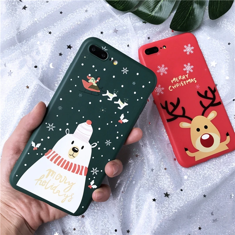 Веселый Рождественский чехол для телефона s для iPhone X XS XR XMAX 11PRO мультяшный Мягкий силиконовый чехол для телефона Рождественский лось для iPhone 11 7