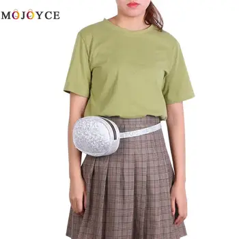 

Fashion Laser Oval Shape Women Belt Bag Crossbody Chest Fanny Pack PU Leather Shoulder Waist Bags
