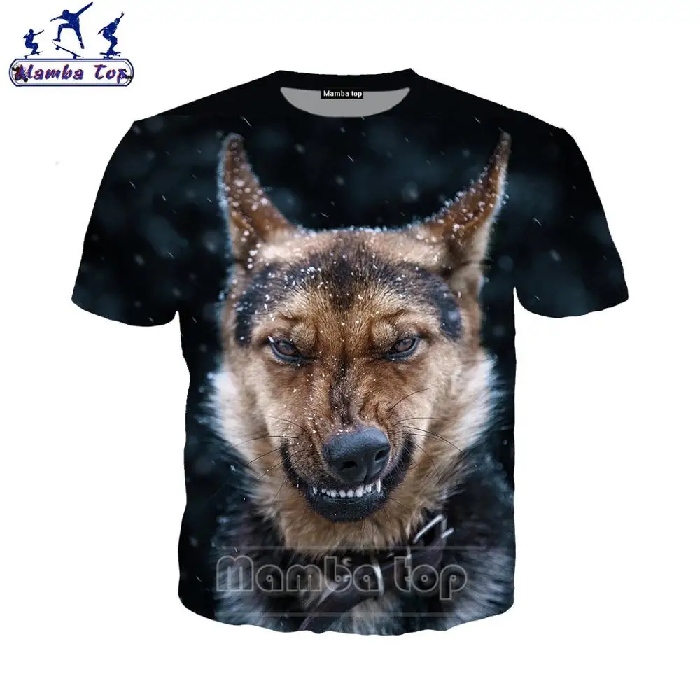 Футболка немецкая овчарка 3D яростное животное женская футболка полиция собака о