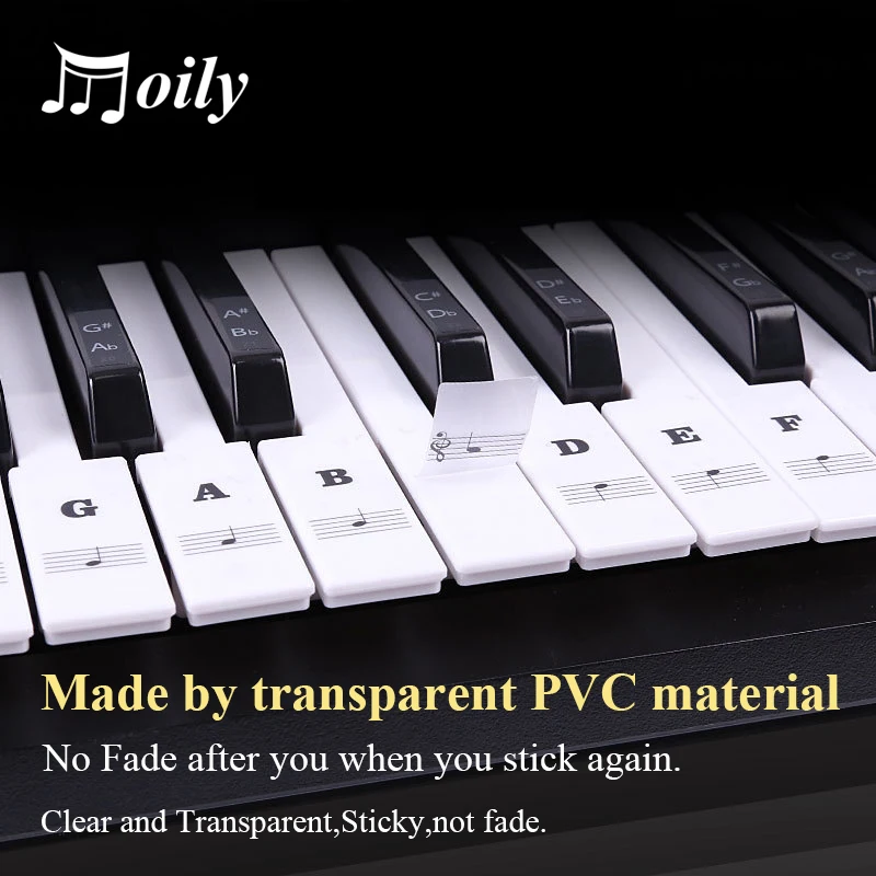 Прозрачная в форме рояля наклейка на клавиатуру для 54/61 ключей электронные