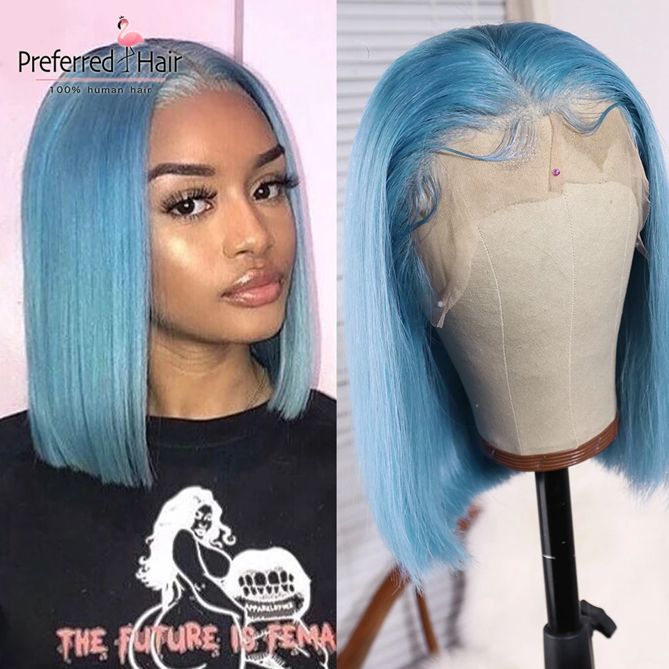 Preferred Light Blue 13x4 Lace Front Wig Brazilian Remy Highlight