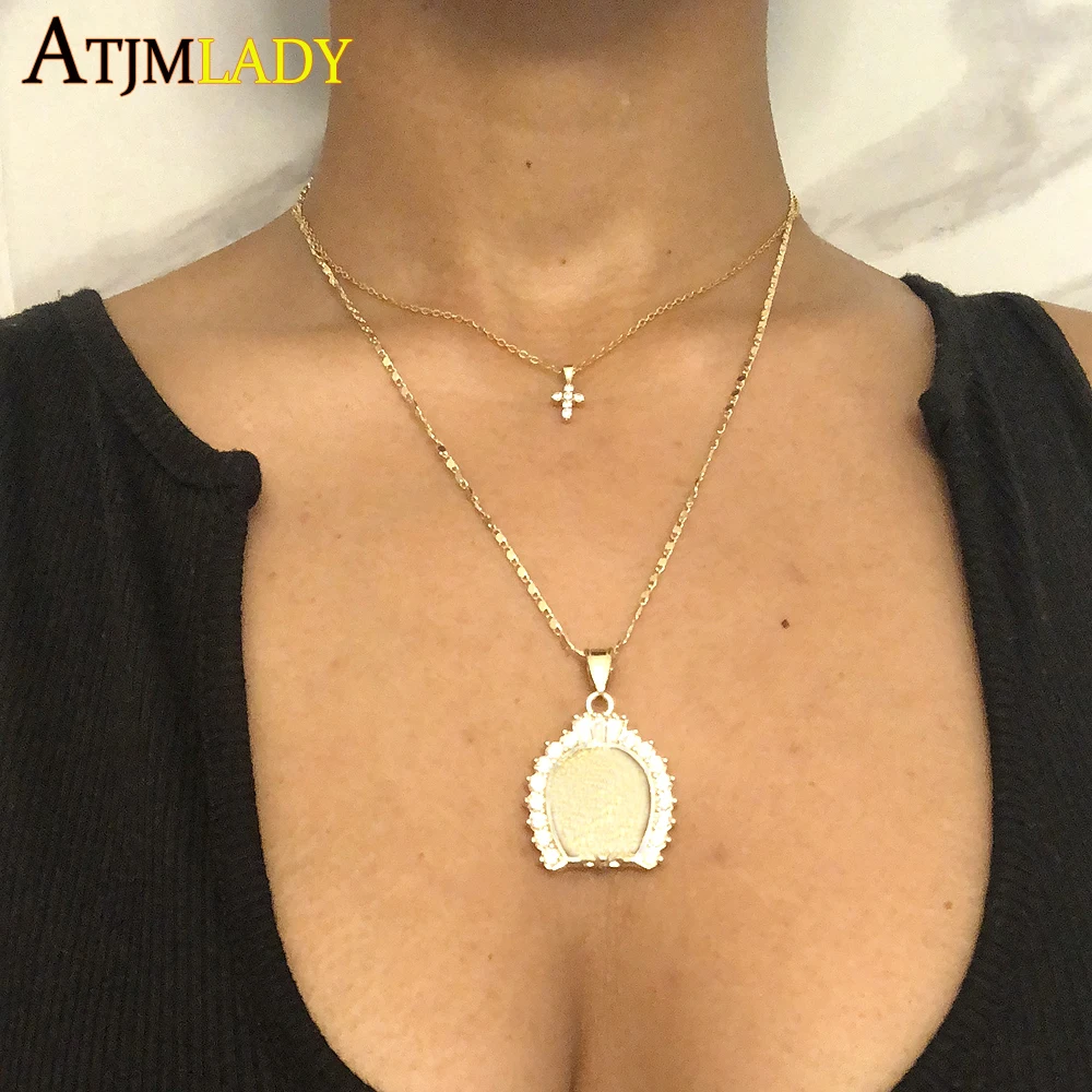 

2018 high quality gold filled 925 sterling silver pave AAA cz tiny cute cross pendant chocker necklace cz charm necklack jewelry