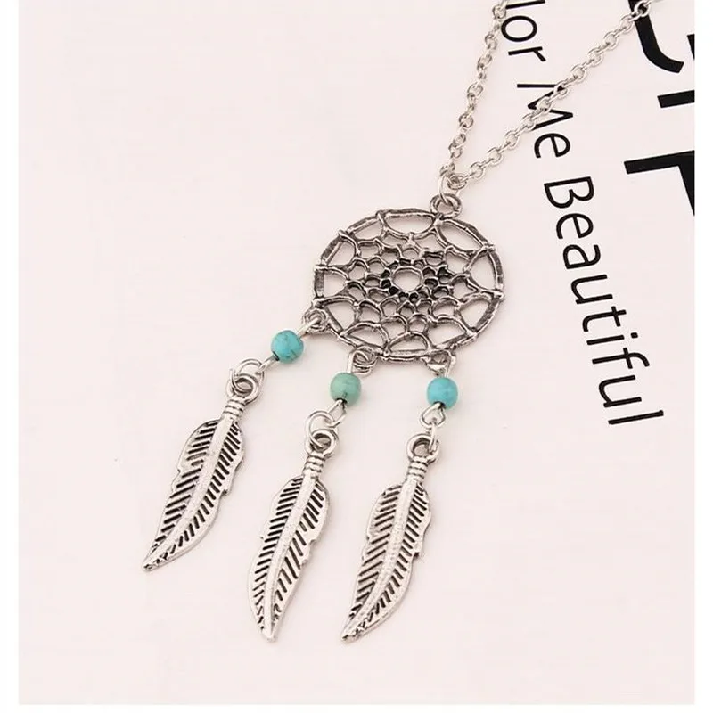 

Dreamcatcher Pendant Mandala Lotus Necklaces for Women Vintage Gold Feather Dream Catcher Jewelry Party Accessories