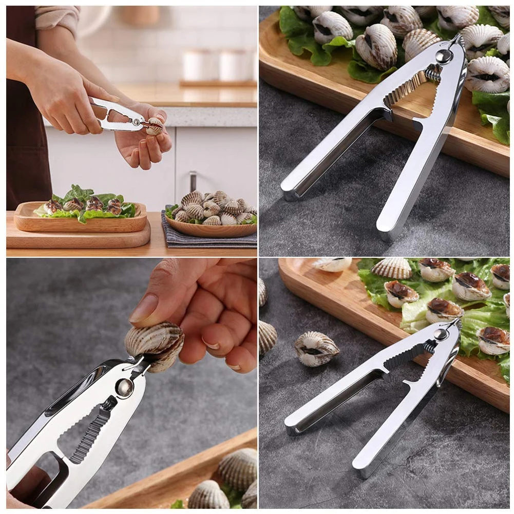 Zinc Alloy Clam Opener Home Pincers Shell Seafood Clamp Plier Multifunctional Food Automatic Spring Kitchen Tool Hotel Clip