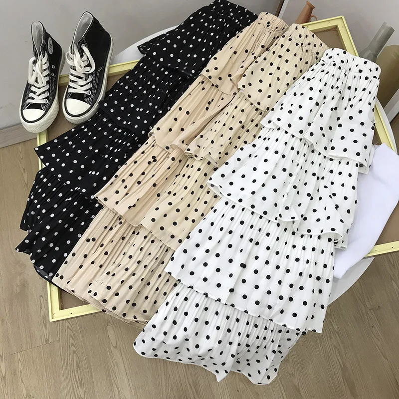 

Autumn Korean-style Elegant High-waisted Polka Dot Mid-length CHIC Cake Dress-Style New Style Casual Western Style 9.28