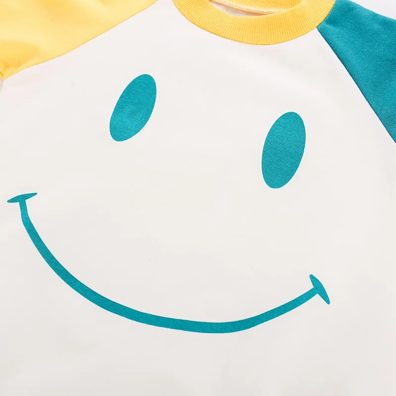 Autumn Infant Baby Girls Boys Long Sleeve Cartoon Smile Print Rompers Sweatshirts Kids Bodysuit Outfits Hot