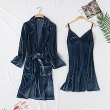 Женский бархатный костюм-двойка, комплект одежды для сна, ночная рубашка темно-синего цвета с отложным воротником, повседневная мягкая одежда для сна, Сексуальная Домашняя мини-одежда с v-образным вырезом