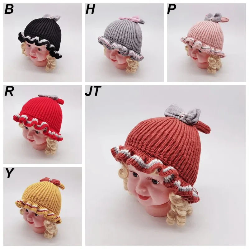 New Arrival Autumn Baby Girls Boys Toddler Stripe Print Hats With Bowknot Design Casual Caps Headwear
