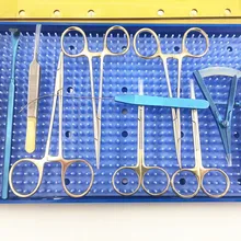 Двойной набор для хирургии век ножницы игольчатый держатель гемостатические щипцы для пластической хирургии титановый чехол из нержавеющей стали