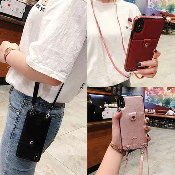 

Multifunction Crossbody chain bag lanyard simple card wallet leather phone case for iphone 11 pro max case 11pro for iphone XS MAX case X XR 6 6s 7 8 Plus 7plus cover for samsung galaxy S10 S8 S9 Plus note9 note8 s7e