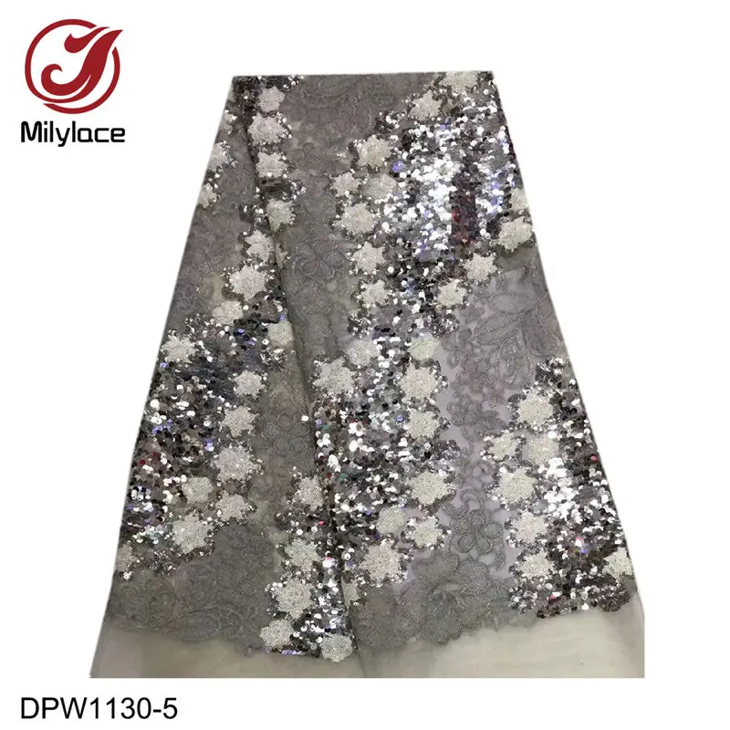 color 5 Milylace французская кружевная ткань с золотистые блестки 5 ярдов цветок вышитая кружевная тюль ткань высокого качества для свадьбы DPW1130 - Цвет: color 5