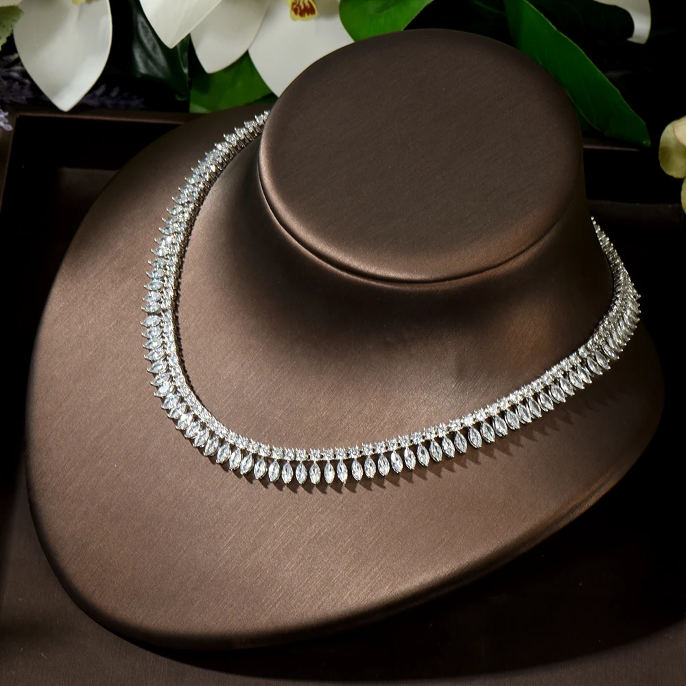 HIBRIDE 2020 New Trendy Leaf Design Bridal Wedding Jewelry Sets Necklace Earring Set High Quality Dairy Accessories N-1484 - Image 5