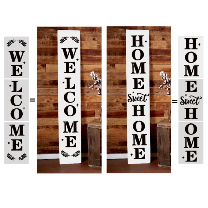 Welcome Letter Painting Template Shopping Mall Hotel Door Diy Hollow  Painting Template Welcome Word Template Welcome Stencils - Wall Stencils -  AliExpress