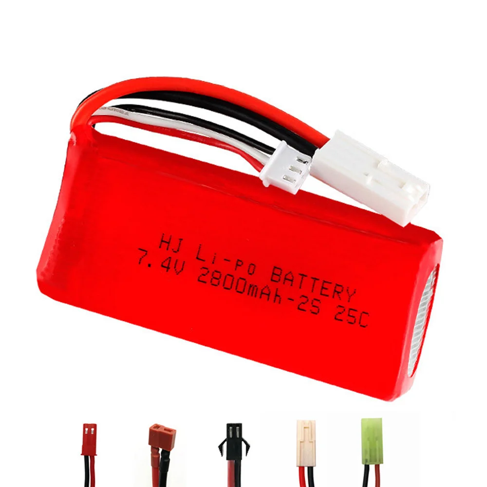7.4V 2S 2800mAh Lipo Battery with SM/JST/EL-2P/T Plug for Feilun FT009 RC toys Boat Spare Parts high capacity lipo battery | Игрушки и