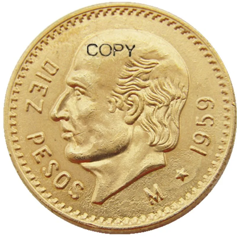 1959 Mexico 10 Pesos Gold Plated Copy Coin Non currency Coins