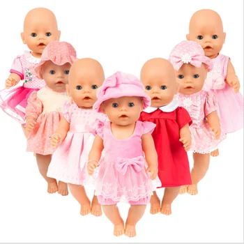 

Fit 18 inch Doll Clothes Accessories Born New Baby 43cm American OG Girl Blue Plush Bow Dress Suit For Baby Birthday Gift