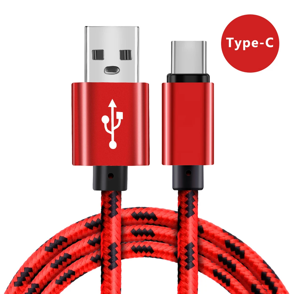 Byleen Тип usb C кабель для быстрой зарядки для huawei P10 P20 Pro lite Xiaomi mi 8 6x SE 5 mi a1 a2 25/100/200 см в длину для синхронизации данных - Цвет: Красный