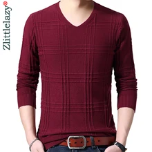 Новинка, повседневный тонкий однотонный вязаный свитер, Мужская одежда, Джерси, мужской роскошный пуловер и свитеры для мужчин, мужская мода 90309