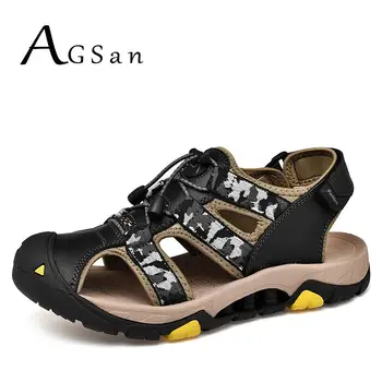 

ASGan Camouflage Sandals Men Genuine Leather Beach Shoes Summer Outdoor Sandals Comfortable Footwear Casual Male Sandal Shoes