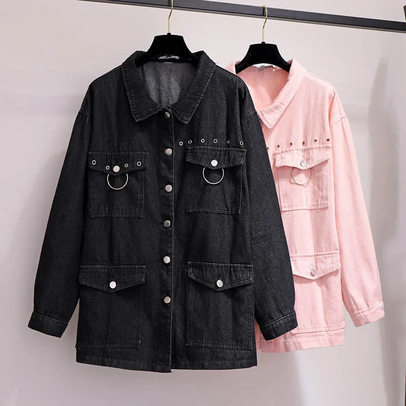 Весенне-осеннее Женское пальто размера плюс, обхват груди 150 см, 5XL, 6XL, 7XL, 8XL, 9XL, Женское пальто черного и розового цветов