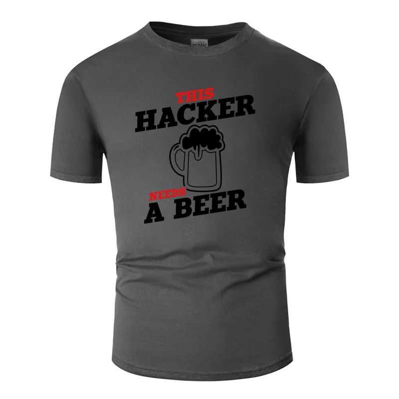 Футболка с принтом «this hacker needs a beer», Мужская Оригинальная одежда, забавная футболка в стиле Харадзюку, хип-хоп