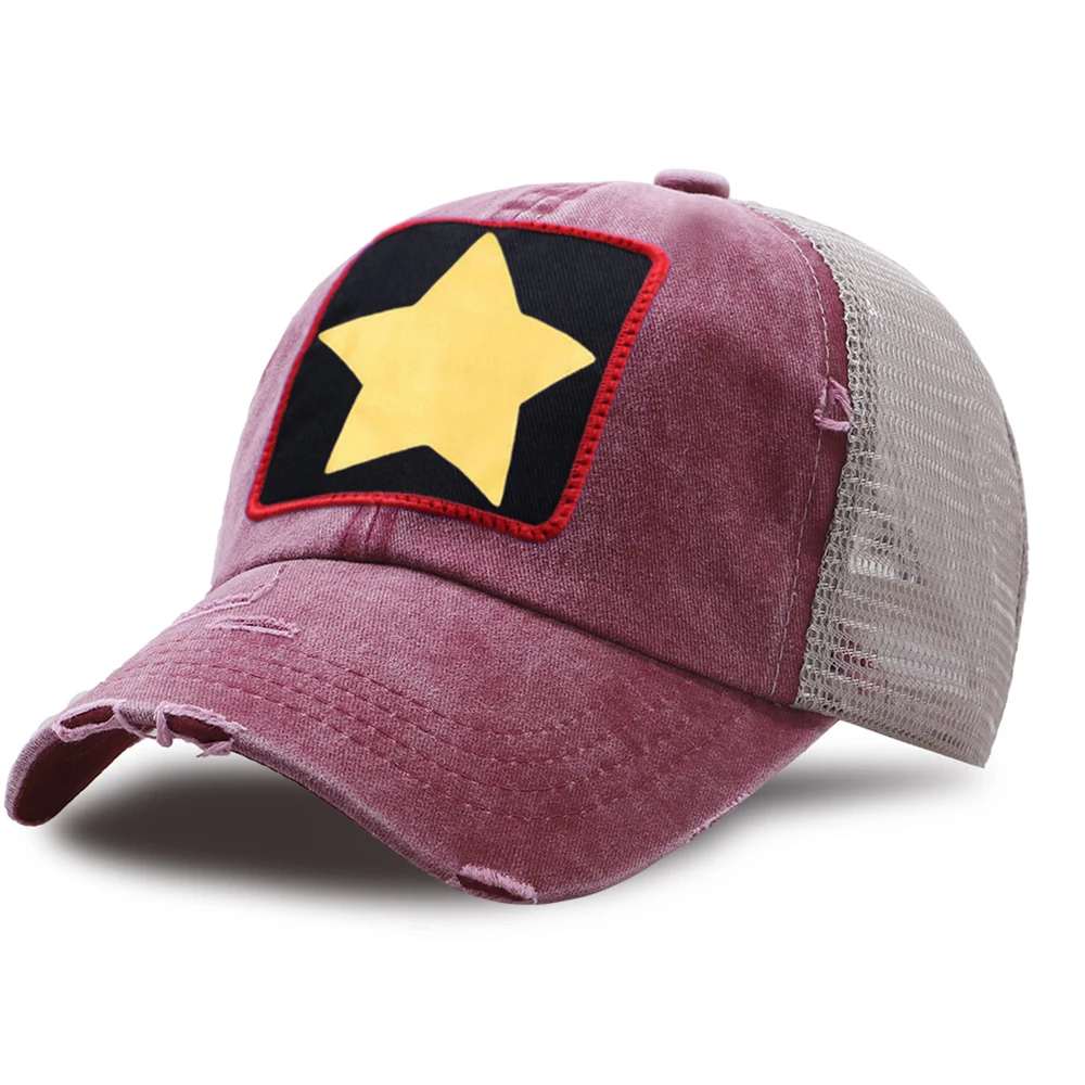 

Pentagram Stars Mesh Baseball Caps Outdoor Vintage Washed Hat Men Fashion Brand Baseball Cap Breathable men women Summer Sun Hat