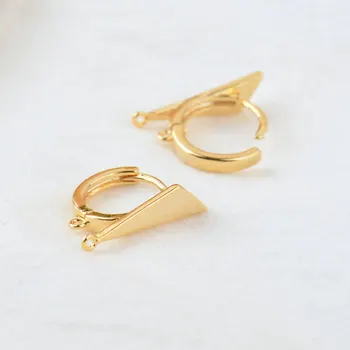 

6PCS 14x19.5MM Hole 1MM 24K Gold Color Brass Triangle Earrings Hoop Earrings Clip High Quality DIY Jewelry Making Findings