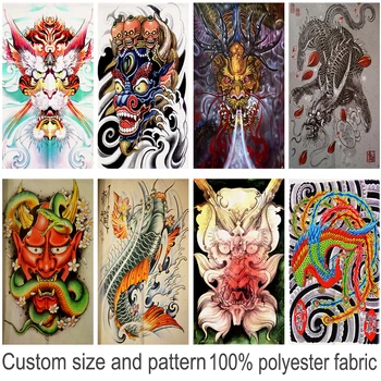 

Japanese Door Curtains Polyester Fabric Hanging Curtain Creative Tattoos Pattern Kitchen Bedroom Decorative Costom Half Curtains