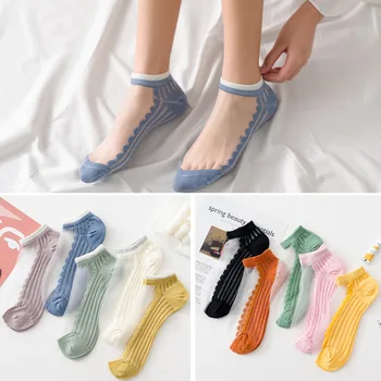 

5 Pairs Women Socks Summer New Female Colorful Cotton Ankle Socks Cute Lovely Thin Solid Short Socks