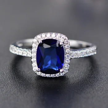 

Women New Multicolor Square Large Color Zircon Ring Classic Princess Ring White Gold Popular Royal Jewelry