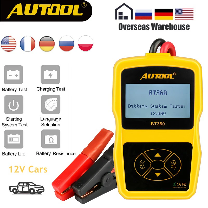 Autool Testeur de Batterie 6 V//12 V//24 V