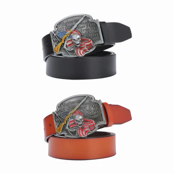 

Western Cowboy Skull Leather Belt Gothic Punk Buckle Jeans Accessory