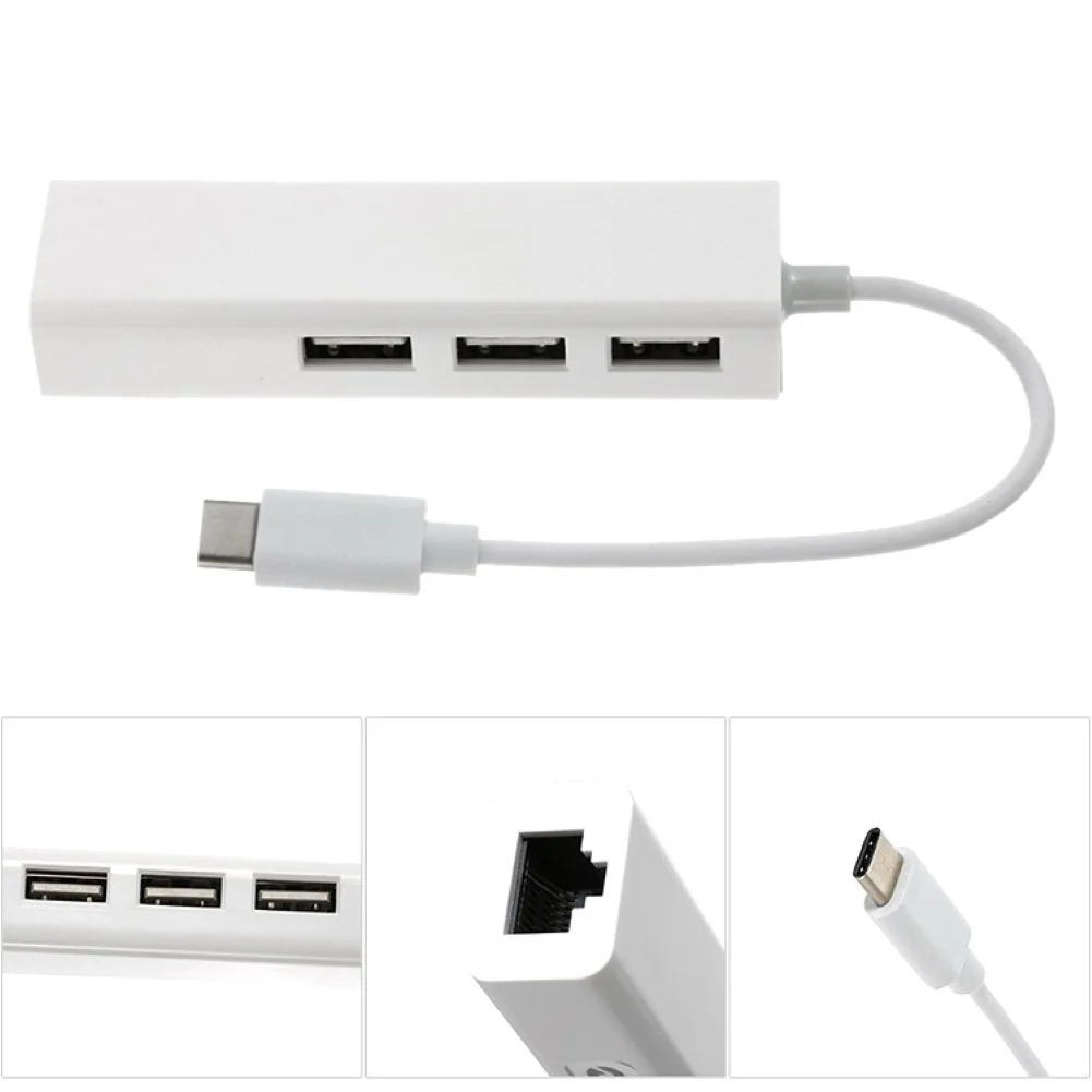 USB C концентратор USB 3,1 type C RJ45 Ethernet адаптер для компьютера MacbookAir type C для использования проводной Интернет-кабель Белый usb разветвитель