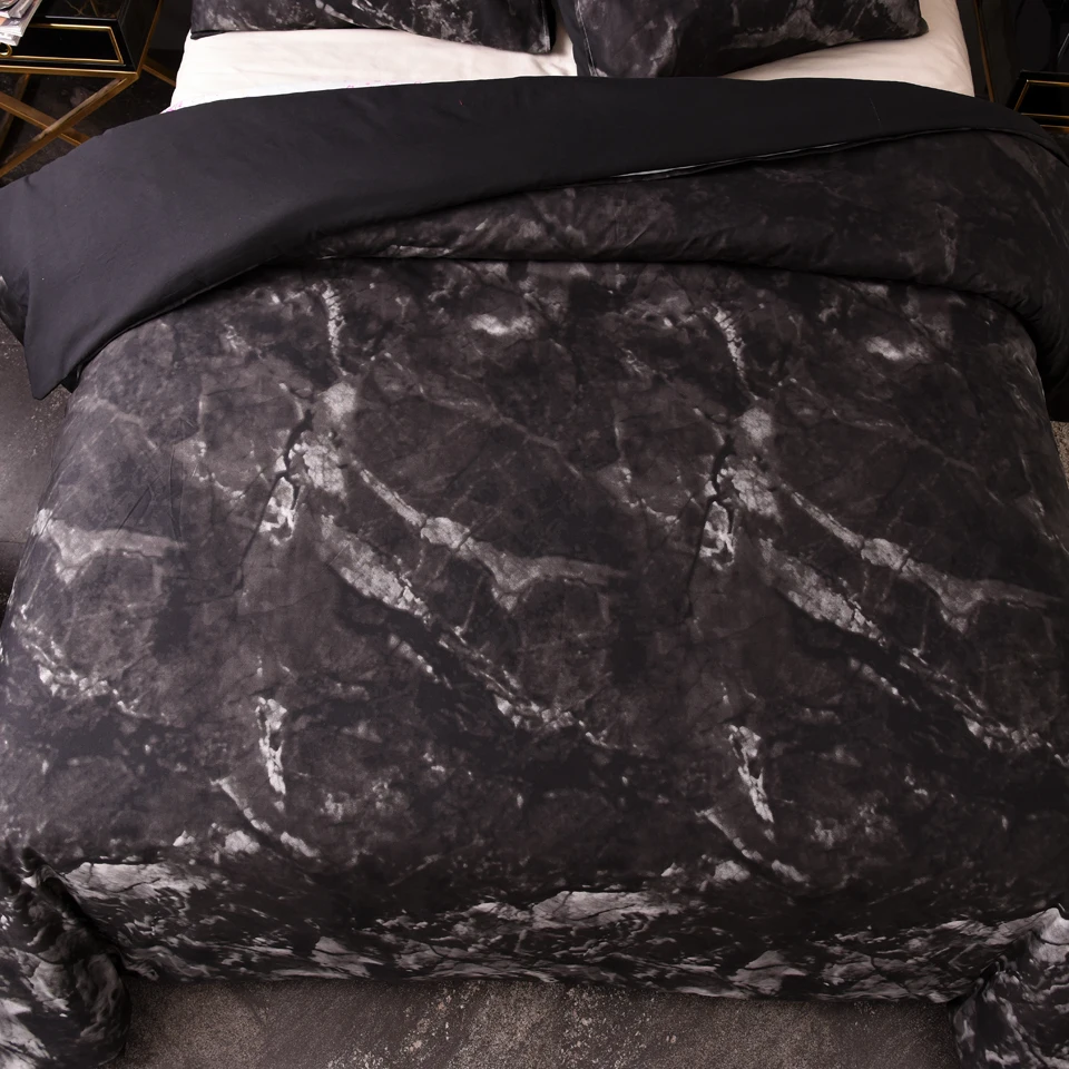 YuXiu черный мраморный геометрический узор постельное белье простой пододеяльник наборы 3 шт. Комплект постельного белья Король Королева один Твин Полный размер