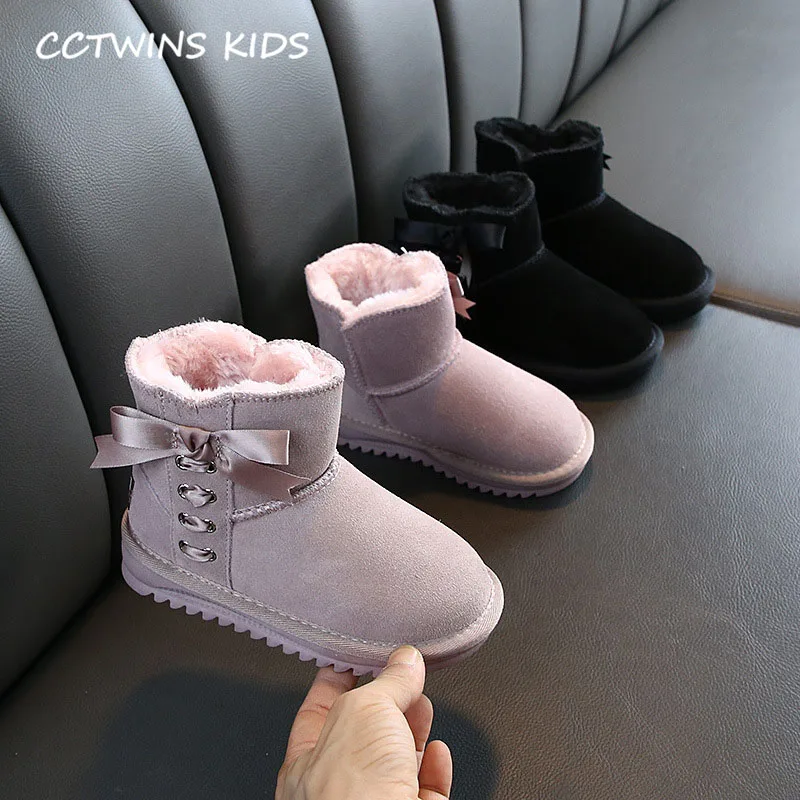 CCTWINS/детская обувь; коллекция года; зимняя детская обувь из натуральной кожи; брендовые короткие ботинки для девочек; модные зимние ботинки с бабочкой; SNB172