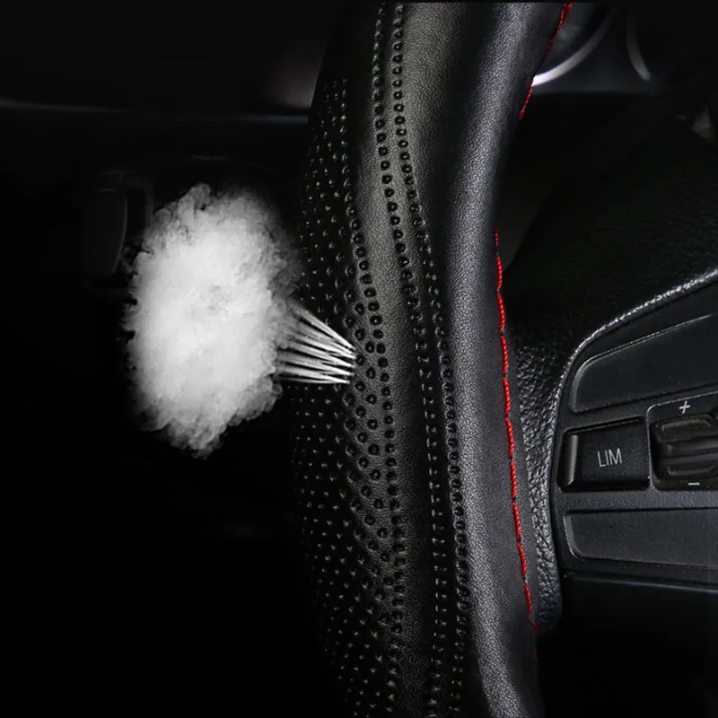 DIY натуральная кожа чехол рулевого колеса автомобиля мягкие Нескользящие воловья коса с иглами нить 37 38 см размер