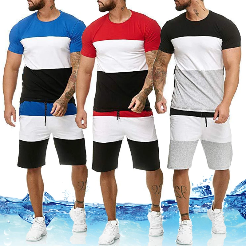 Men's Sets Mens 2 Piece Outfit Sport Set Stripe Print Sweatsuits Casual Shorts Set Summer Fashion Clothing Male Short Tracksuit Men's Sets Mens 2 Piece Outfit Sport Set Stripe Print Sweatsuits Casual Shorts Set Summer Fashion Clothing Male Short Tracksuit