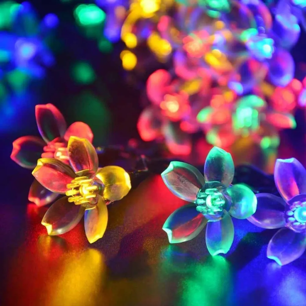 

New 50LED Solar Powered Blossom Flower String Lights LED Fairy Light Wedding Christmas Party Festival Outdoor Indoor Garden