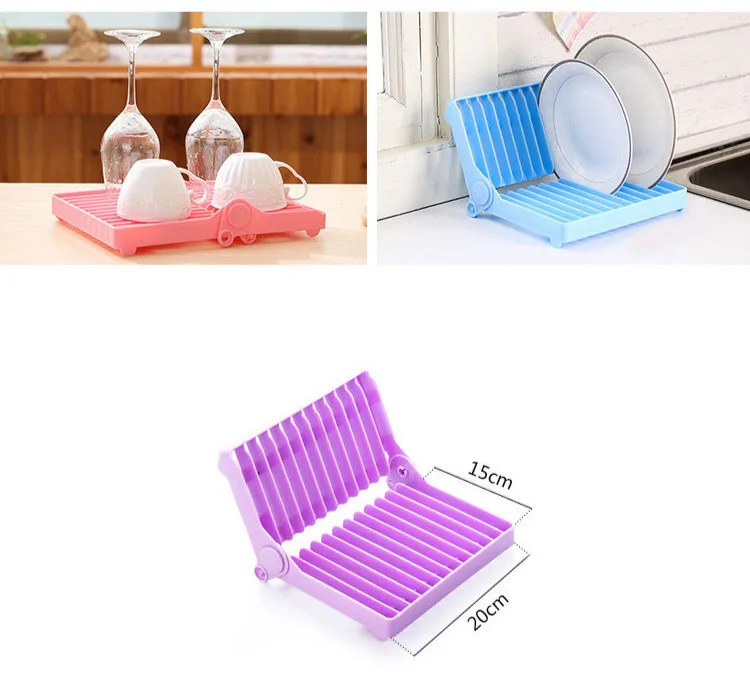 

Kitchen Foldable Dish Plate Drying Rack Organizer Drainer Plastic Storage Holder