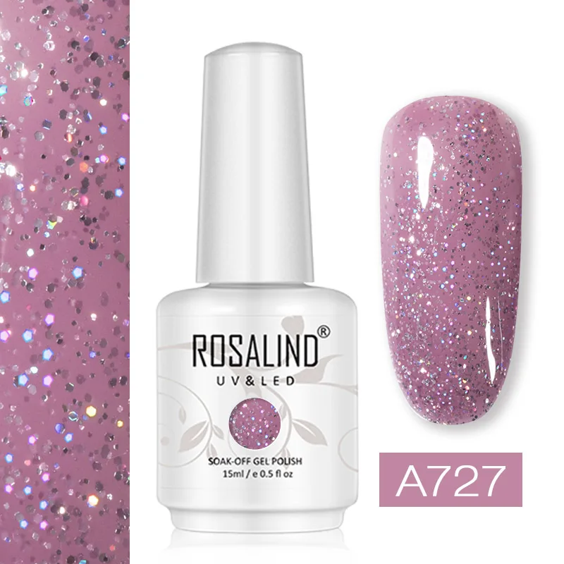 RHA727 ROSALIND 15 мл светящийся Алмазный Гель-лак для ногтей УФ светодиодный гель все для маникюра Платиновый Дизайн ногтей замочить нужно базовое верхнее покрытие - Цвет: RHA727