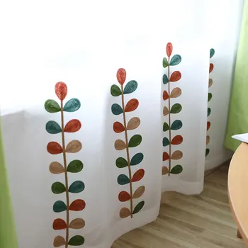 

Colorful string grass embroidered screens, living room bedroom study curtain matching yarn custom tulle curtain tulle