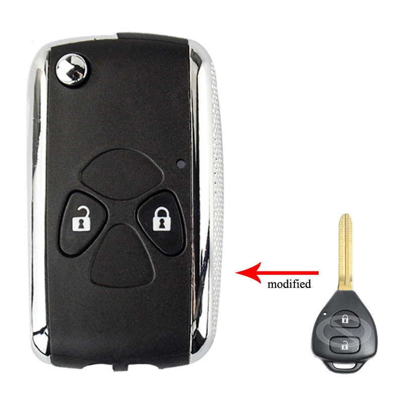Модифицированный чехол брелок Keyecu для Toyota Yaris Prado Tarago Camry Corolla RAV4 Hilux Vitz Aqua Reiz Crown Avalon